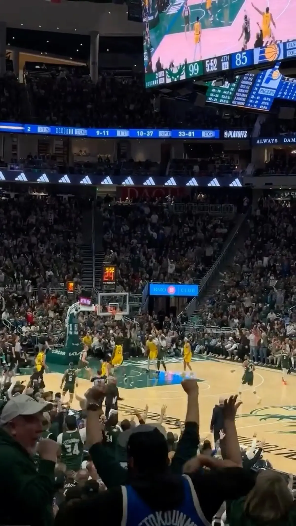 Milwaukee's home crowd brings the noise as Bucks look to change series momentum against Pacers