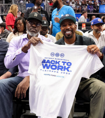 Franchise honors its storied past as NBA icons make rare public appearance at Little Caesars Arena.